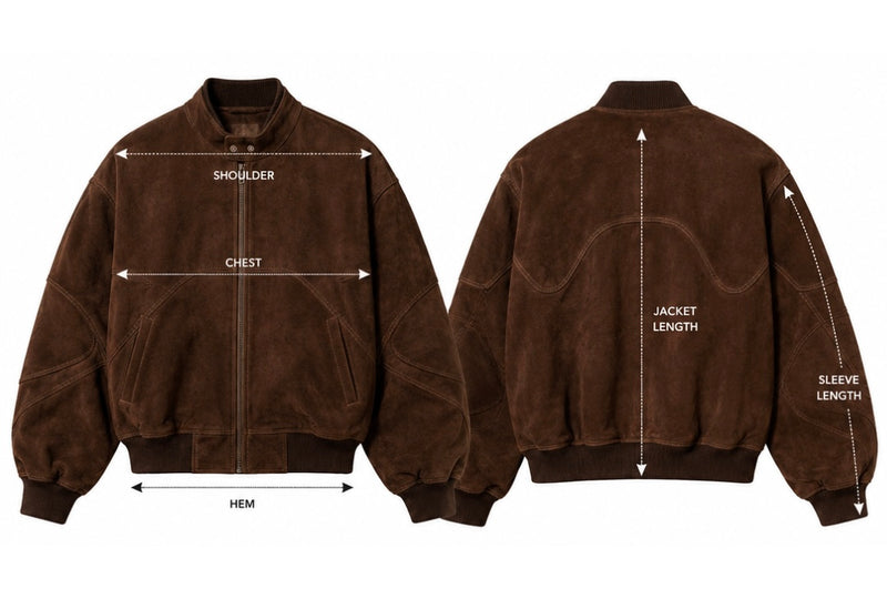 Suede leather jacket size chart